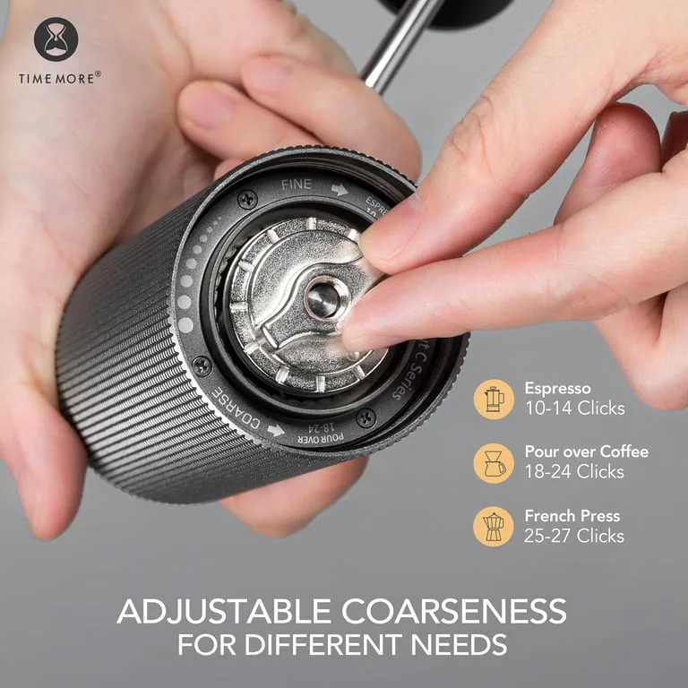 Timemore C2 Max — TIMEMORE C2 Max Manual Coffee Grinder, Stainless Steel Burr, 30 Capaci