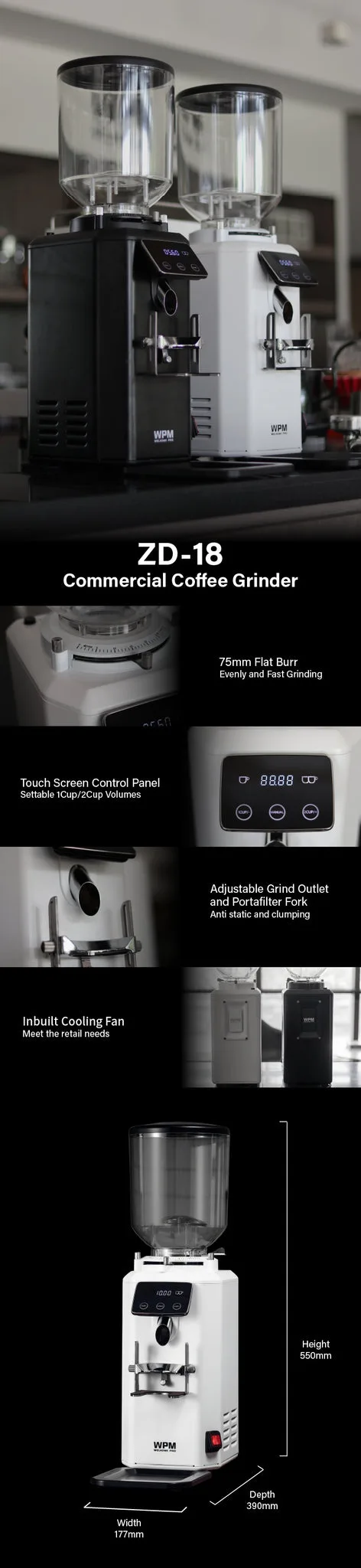 WPM ZD-18 — WPM | Commercial Coffee Grinder ZD-18 – Kohikona